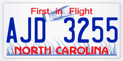 NC license plate AJD3255