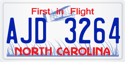 NC license plate AJD3264
