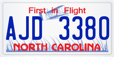 NC license plate AJD3380