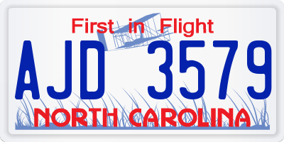 NC license plate AJD3579