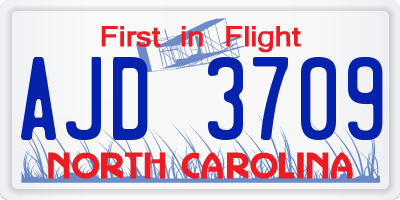 NC license plate AJD3709