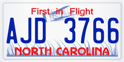 NC license plate AJD3766