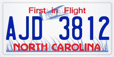 NC license plate AJD3812