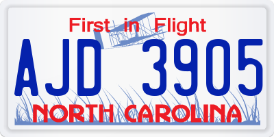 NC license plate AJD3905
