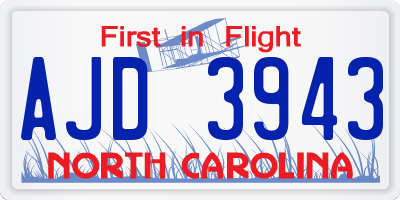 NC license plate AJD3943