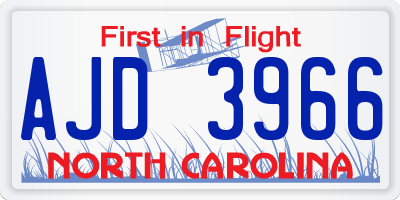 NC license plate AJD3966