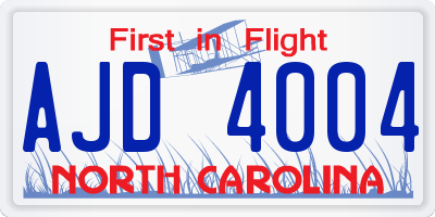 NC license plate AJD4004