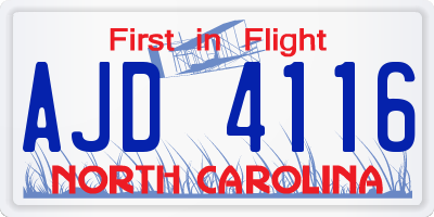 NC license plate AJD4116