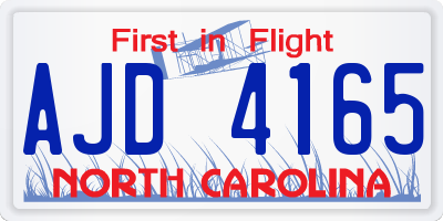 NC license plate AJD4165