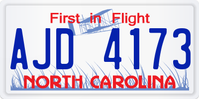 NC license plate AJD4173