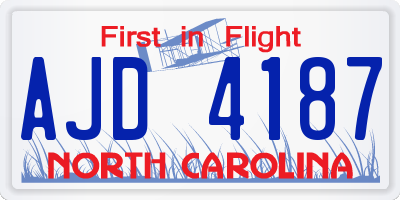 NC license plate AJD4187