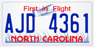 NC license plate AJD4361