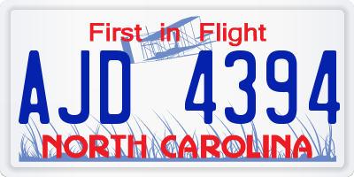 NC license plate AJD4394
