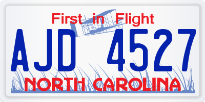 NC license plate AJD4527