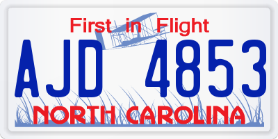 NC license plate AJD4853