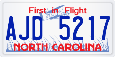 NC license plate AJD5217