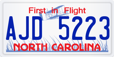 NC license plate AJD5223