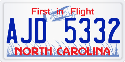 NC license plate AJD5332