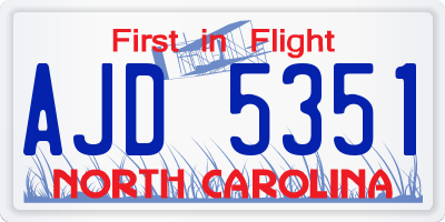 NC license plate AJD5351