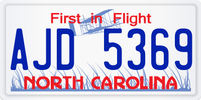 NC license plate AJD5369