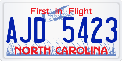 NC license plate AJD5423