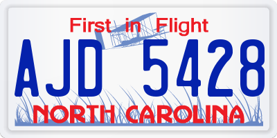 NC license plate AJD5428