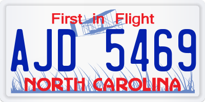 NC license plate AJD5469