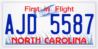 NC license plate AJD5587