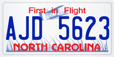 NC license plate AJD5623