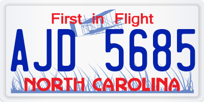 NC license plate AJD5685