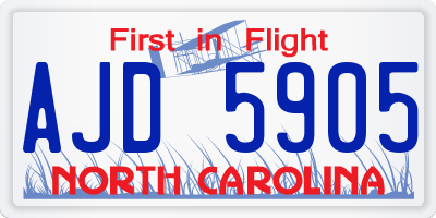NC license plate AJD5905