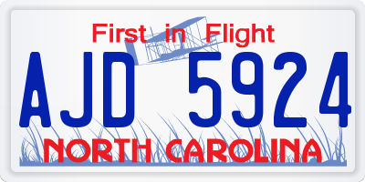 NC license plate AJD5924