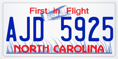 NC license plate AJD5925