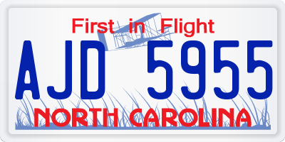 NC license plate AJD5955