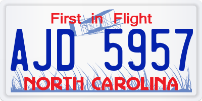 NC license plate AJD5957