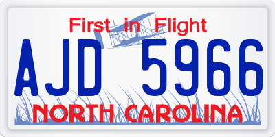 NC license plate AJD5966