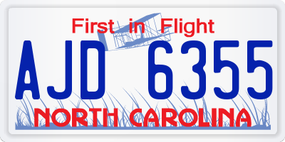 NC license plate AJD6355