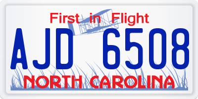 NC license plate AJD6508