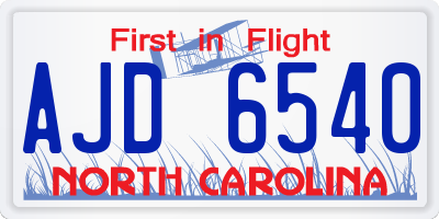 NC license plate AJD6540