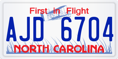 NC license plate AJD6704