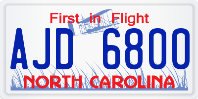 NC license plate AJD6800