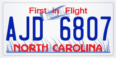 NC license plate AJD6807