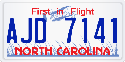 NC license plate AJD7141