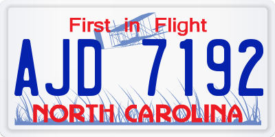 NC license plate AJD7192