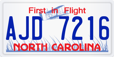 NC license plate AJD7216