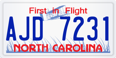 NC license plate AJD7231