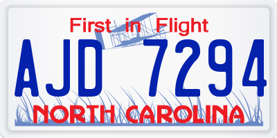NC license plate AJD7294
