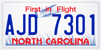 NC license plate AJD7301