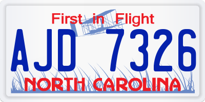 NC license plate AJD7326