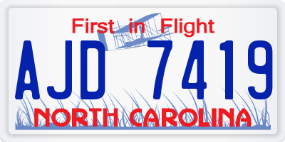 NC license plate AJD7419